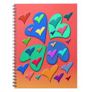 Farbenfrohe Herzen Notizblock