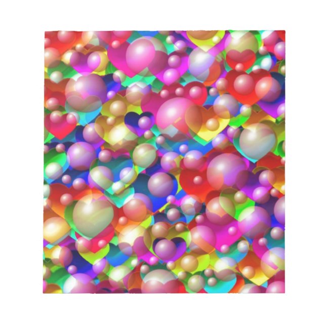 Farbenfrohe Herzen Notizblock (Vorderseite)