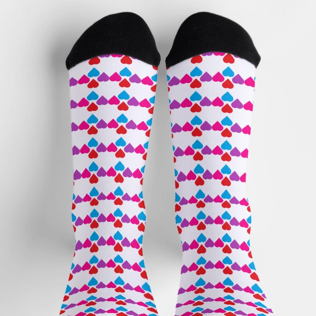 Farbenfrohe Herzen Socken (Oben)