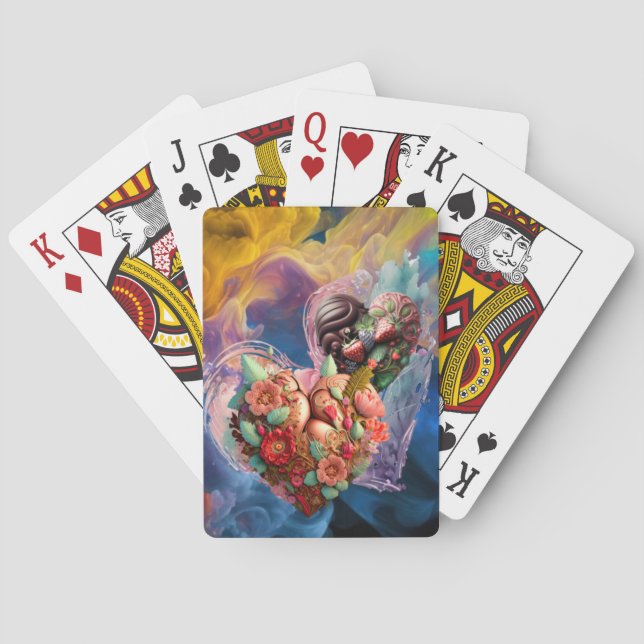 Farbenfrohe Herzen spielen Karten Spielkarten (Rückseite)