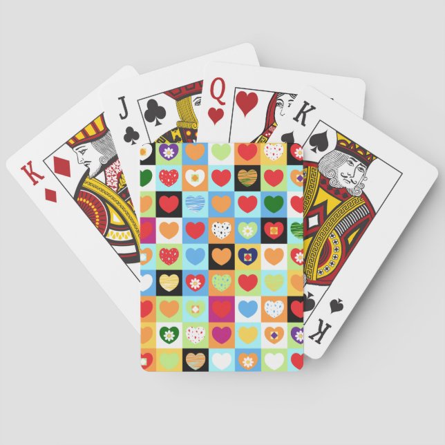 Farbenfrohe Herzen Spielkarten (Rückseite)