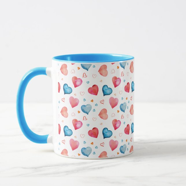 Farbenfrohe Herzen Tasse (Links)