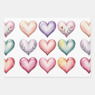 Farbenfrohe Herzen valentine nahtlos Geschenkpapier Set