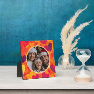 Farbenfrohe Herzfamilie Fotoplatte