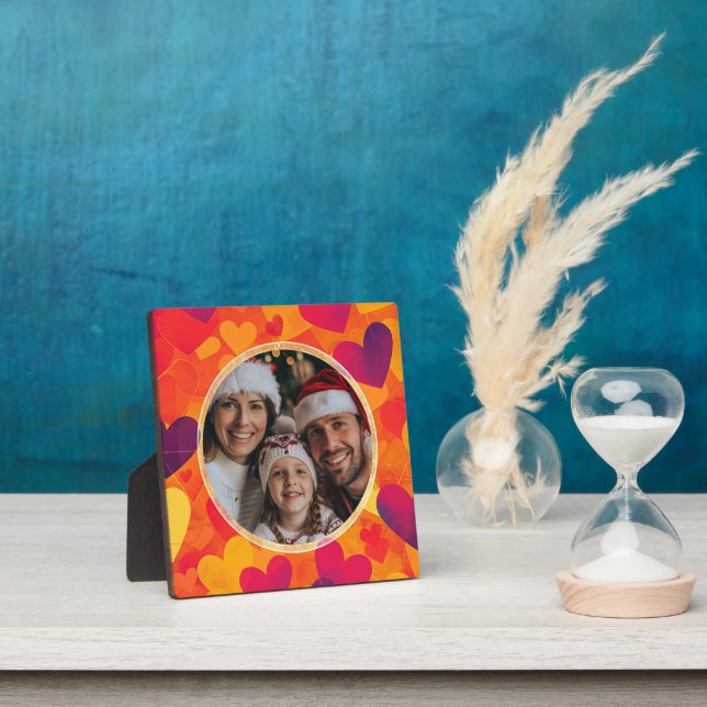 Farbenfrohe Herzfamilie Fotoplatte (InSitu)