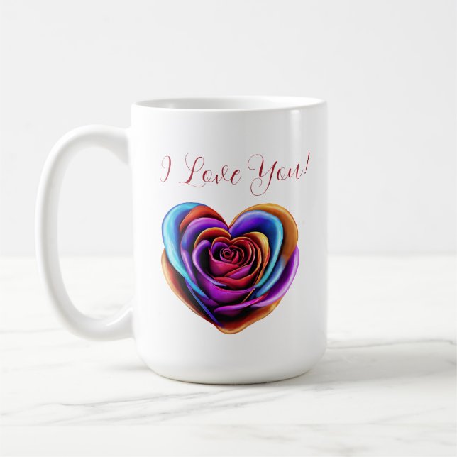Farbenfrohe Herzform Rose- Kaffeetasse (Links)