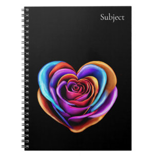 Farbenfrohe Herzform Rose- Notizblock