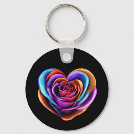 Farbenfrohe Herzform Rose- Schlüsselanhänger