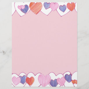 Farbenfrohe Herzgrenzen auf rosa Letterhead