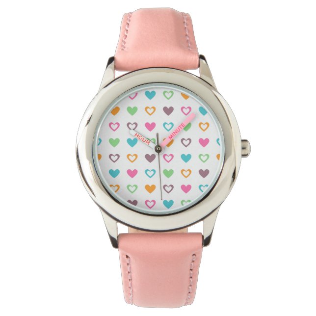 Farbenfrohe Herzinfarkt - Kinderuhren Armbanduhr (Vorderseite)