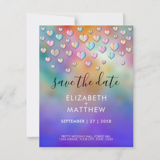 Farbenfrohe Herzklänge Design Einladung (Vorderseite)