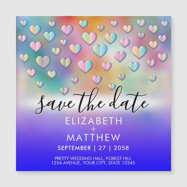 Farbenfrohe Herzklänge Design Magnetkarte (Vorderseite)