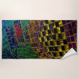 Farbenfrohe Herzmosaik Strandtuch
