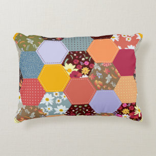 Farbenfrohe Hexagon-Blume, die Design verlassen Dekokissen