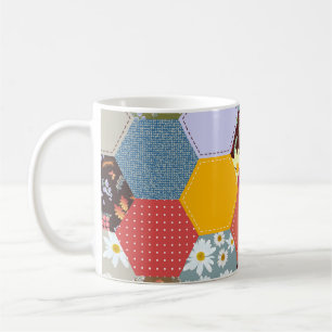 Farbenfrohe Hexagon-Blume, die Design verlassen Kaffeetasse