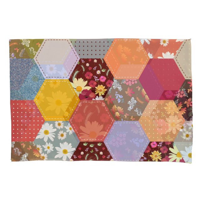 Farbenfrohe Hexagon-Blume, die Design verlassen Kissenbezug (Vorderseite)