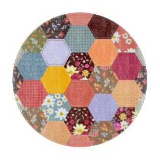 Farbenfrohe Hexagon-Blume, die Design verlassen Schneidebrett