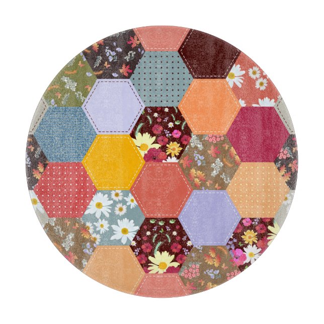 Farbenfrohe Hexagon-Blume, die Design verlassen Schneidebrett (Vorderseite)