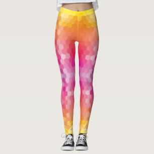Farbenfrohe Hexagon-Muster-Leggings - Helles Yoga Leggings