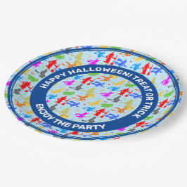 Farbenfrohe Hexen im Flug. Halloween Pattern Pappteller