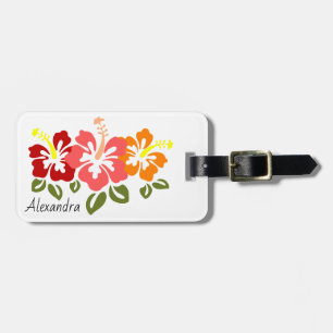 Farbenfrohe Hibiskus Trio Personalisiert Gepäckanhänger