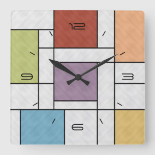 Farbenfrohe Highlights Quadratische Wanduhr