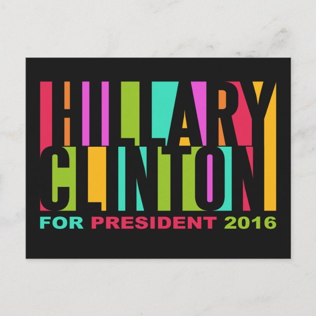 Farbenfrohe Hillary Clinton 2016 Postkarte (Vorderseite)