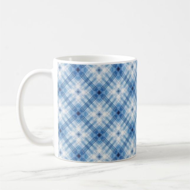 farbenfrohe himmelblaue Rautenmuster Tasse (Links)