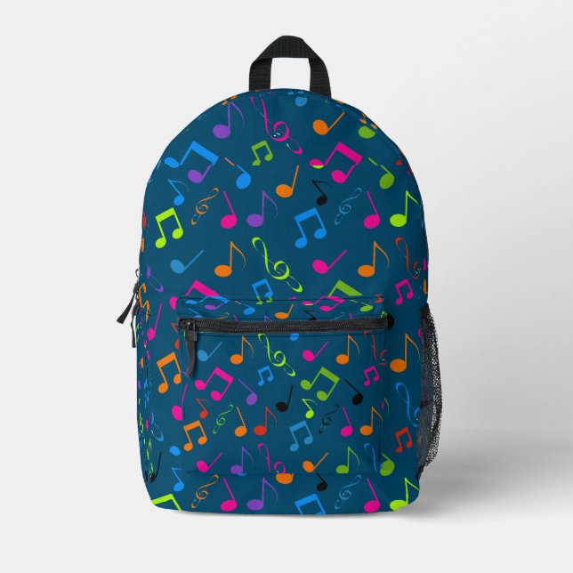 Farbenfrohe Hintergrundmusik Design Back Pack Bedruckter Rucksack (Vorderseite)