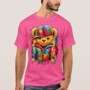 Farbenfrohe Hip Hop Teddy Bären Rap Musik T-Shirt