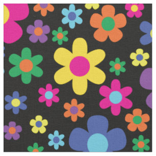 Farbenfrohe Hippie 70er Blume Stoff