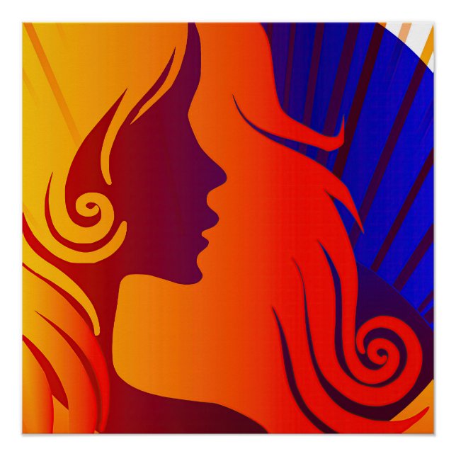 Farbenfrohe Hippie BOHO Frau Poster (Vorderseite)