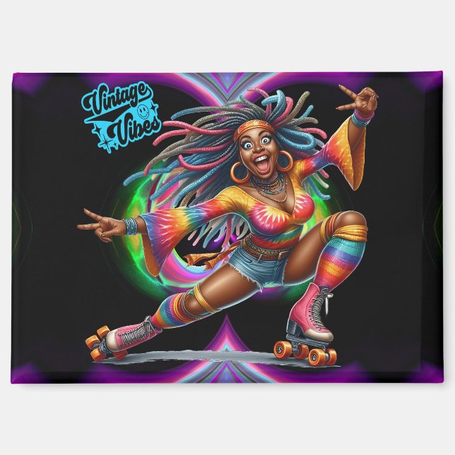 Farbenfrohe Hippie Chic Vintag Magnet (Vorderseite)