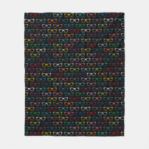 Farbenfrohe Hipster Brillenmuster Schwarz Fleecedecke
