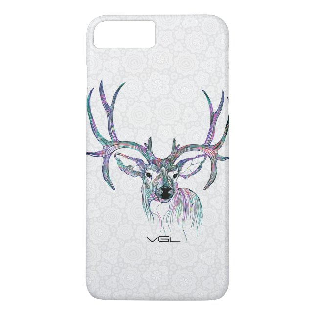 Farbenfrohe Hirschillustration mit großen Hörnern Case-Mate iPhone Hülle (Rückseite)