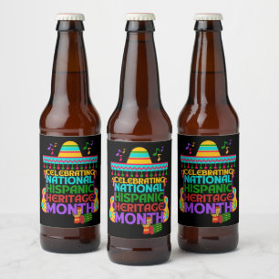 Farbenfrohe HISPANISCHE ERBE MONAT Bierflaschenetikett