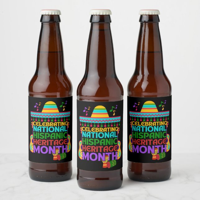 Farbenfrohe HISPANISCHE ERBE MONAT Bierflaschenetikett (Flaschen)
