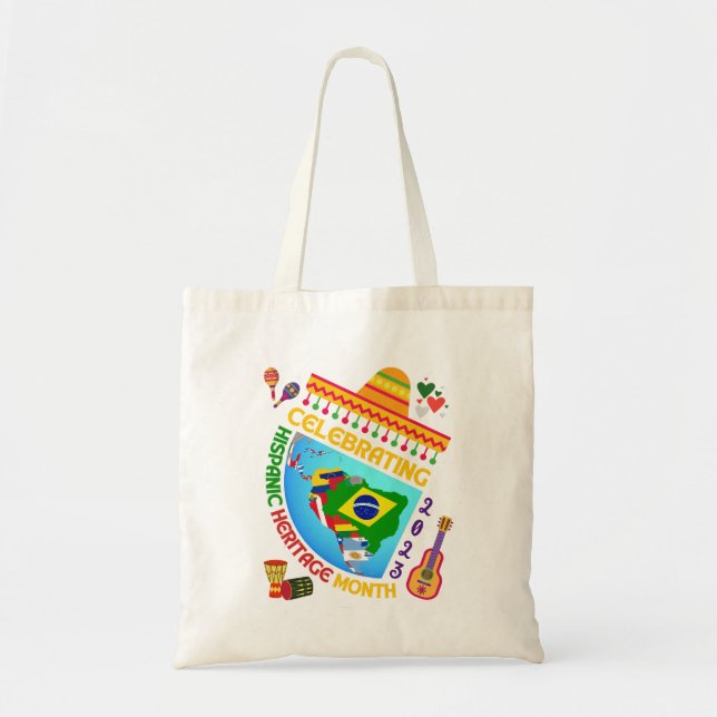 Farbenfrohe HISPANISCHE ERBE MONAT Tragetasche (Vorne)