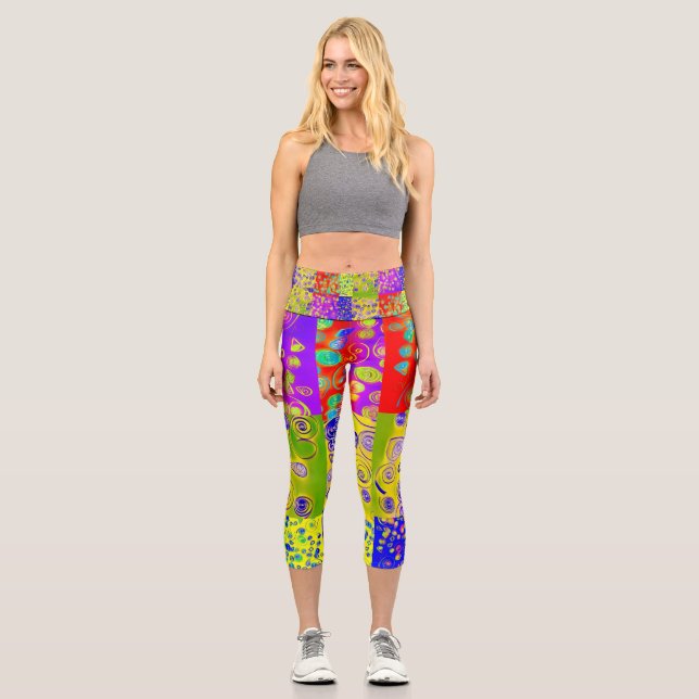 Farbenfrohe Hochwaisted Capris (Vorderseite)