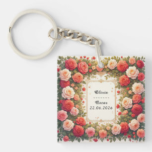 Farbenfrohe Hochzeit Blumenreath Schlüsselanhänger