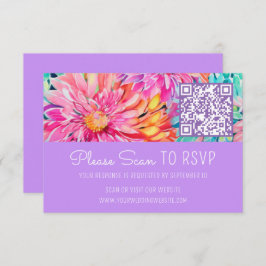 Farbenfrohe Hochzeit mit Flora QR-Code RSVP Karte