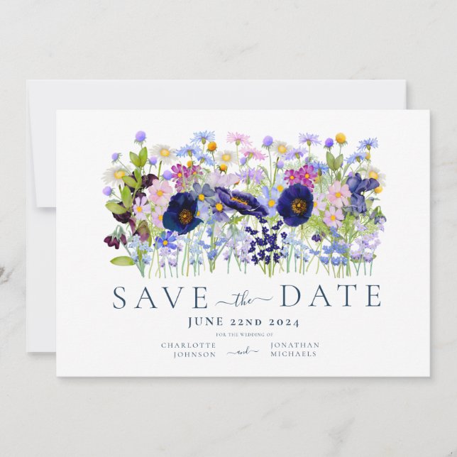 farbenfrohe Hochzeit mit floralem Wasser Save The Date (Vorderseite)