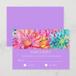 Farbenfrohe Hochzeit mit tropischer Wasserfarbe RSVP Karte
