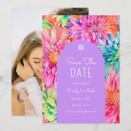 Farbenfrohe Hochzeit mit tropischer Wasserfarbe Save The Date