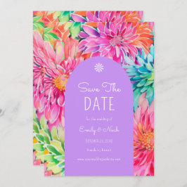 Farbenfrohe Hochzeit mit tropischer Wasserfarbe Save The Date