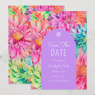 Farbenfrohe Hochzeit mit tropischer Wasserfarbe Save The Date