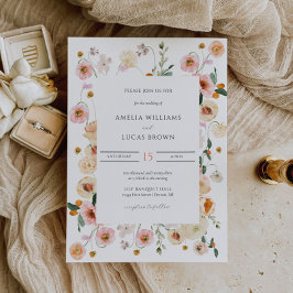 Farbenfrohe Hochzeitseinladung mit Spring Florals Einladung