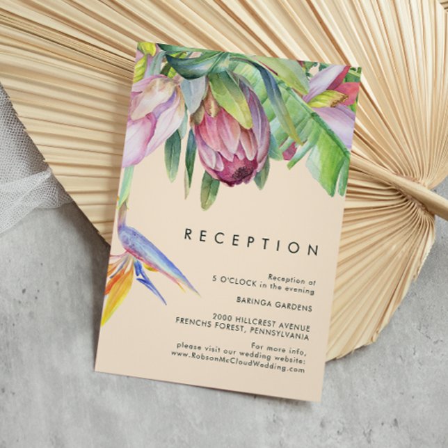 Farbenfrohe Hochzeitsempfehlung für tropische Blum Begleitkarte (Von Creator hochgeladen)