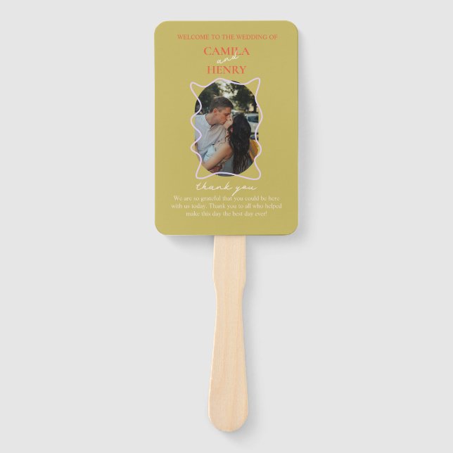 Farbenfrohe Hochzeitsfeier Handfan Fächer (Vorderseite)
