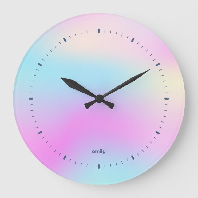 Farbenfrohe holografische Bildergeschichte Große Wanduhr (Vorderseite)